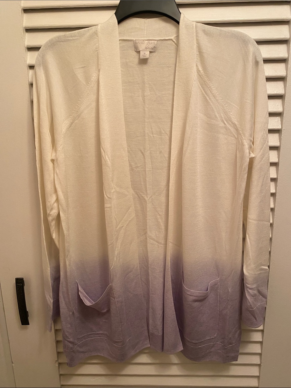 Barefoot Dreams Cream to Lavender Ombre Open-Front Cardigan
